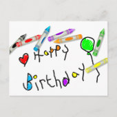 Crayon Birthday Greeting Briefkaart (Voorkant)