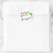 Crayon Birthday Greeting Ronde Sticker (Tas)