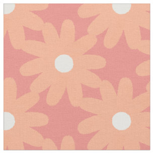 Crayon Bloemen Smudgy Bloemen Patroon Apricot Roze Stof