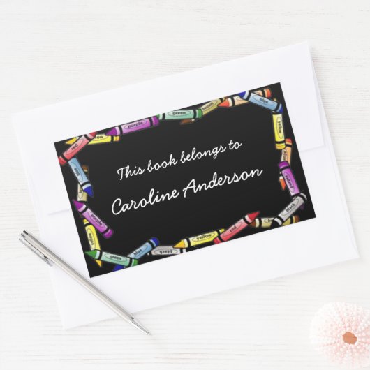 Crayon Border Bookplate Sticker (Envelop)