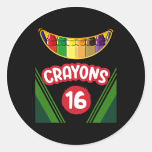 Crayon Box Fun Teacher Student Crayon Squad Hallow Ronde Sticker