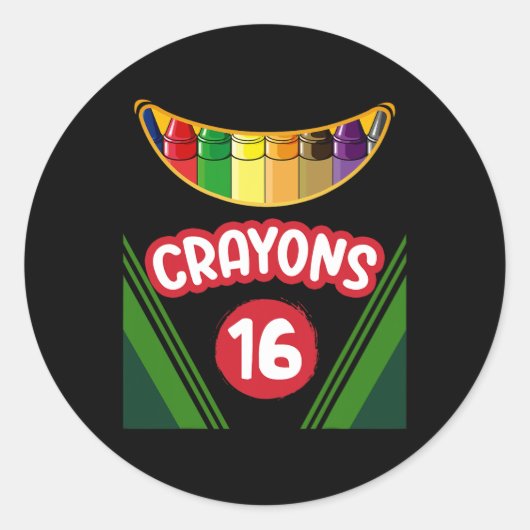 Crayon Box Fun Teacher Student Crayon Squad Hallow Ronde Sticker (Voorkant)