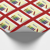 Crayon Color Name Custom Kinder Gift Wrap Cadeaupapier (Hoek)