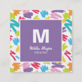 Crayon Color Splashes Artsy Creative Vierkante Visitekaartje (Achterkant)