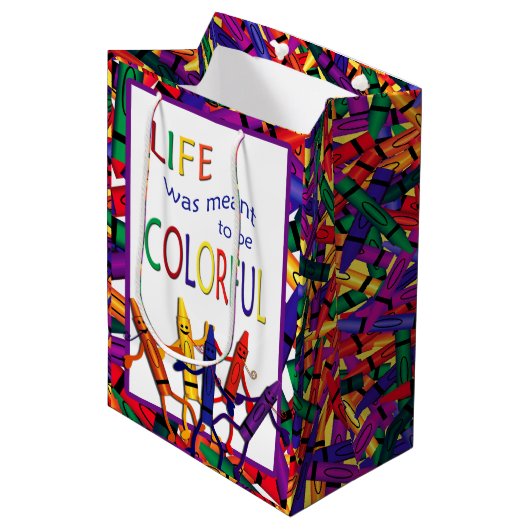 Crayon Colorful Life Gift Bag Medium Cadeauzakje (Voorkant Gekanteld)