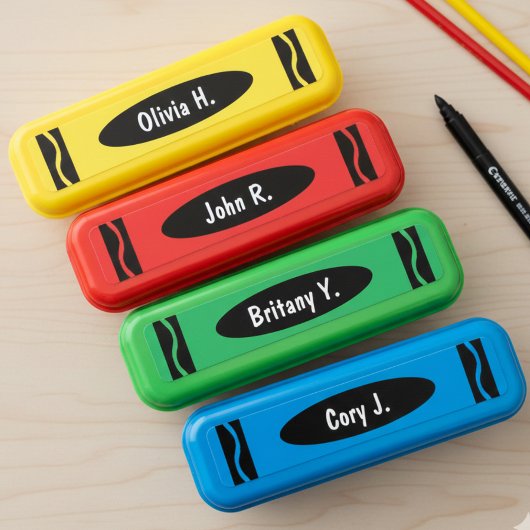 Crayon Colorful School Teacher Student Name Labels