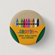 Crayon Coloring Party Pinback Button