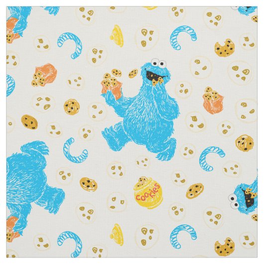 Crayon Cookie Monster Cookie Pattern Stof (Swatch)