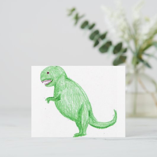 Crayon Dinosaur Briefkaart (Staand voorkant)