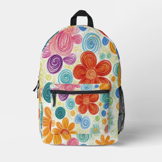 Crayon Doodle Daisy Design Bedrukte Rugzak (Voorkant)