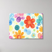 Crayon Doodle Daisy Design Canvas Afdruk (Voorkant)