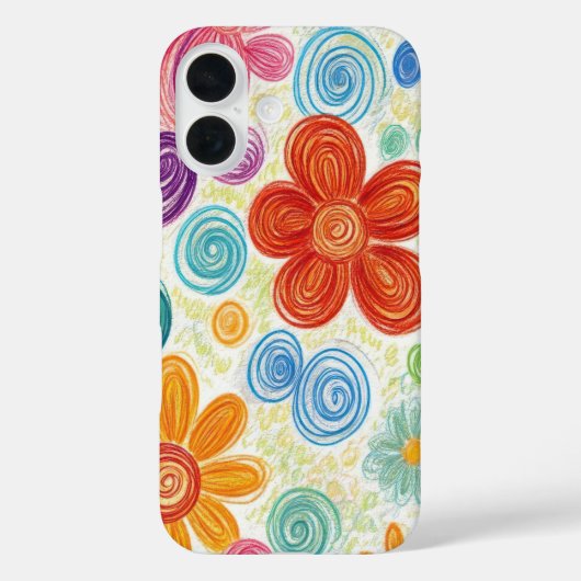 Crayon Doodle Daisy Design Case-Mate iPhone Case (Achterkant)