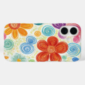 Crayon Doodle Daisy Design Case-Mate iPhone Case (Achterkant (horizontaal))