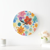 Crayon Doodle Daisy Design Grote Klok (Huis)