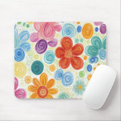 Crayon Doodle Daisy Design Muismat (Met muis)