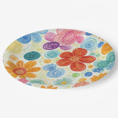 Crayon Doodle Daisy Design Papieren Bordje (Gekanteld)