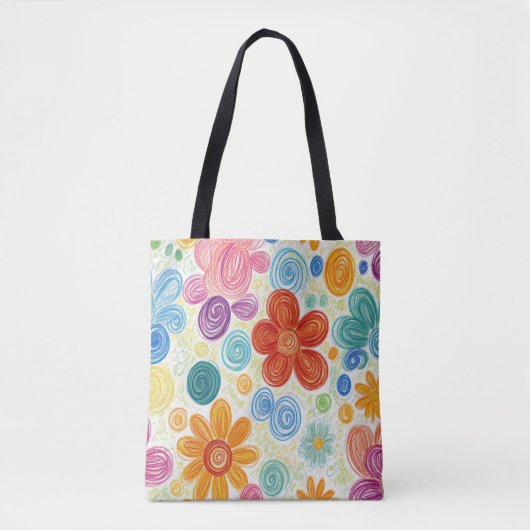 Crayon Doodle Daisy Design Tote Bag (Voorkant)