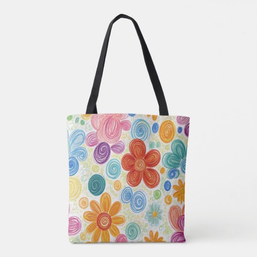 Crayon Doodle Daisy Design Tote Bag (Achterkant)