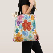 Crayon Doodle Daisy Design Tote Bag (Dichtbij)