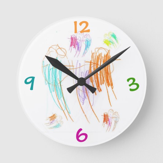 Crayon Drawing Clock Ronde Klok (Voorkant)