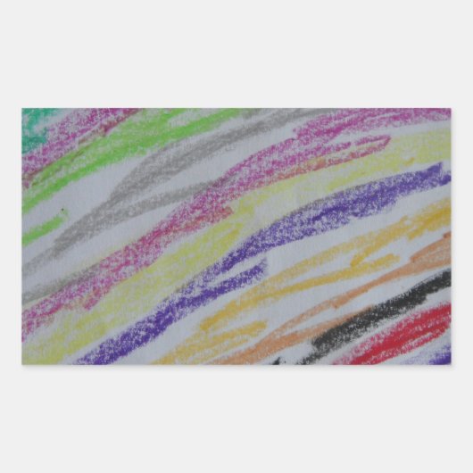 Crayon Drawing Lines Rechthoekige Sticker (Voorkant)