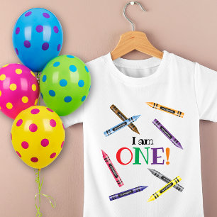 Crayon Eerste Verjaardag Kinder Naam Party T-shirt
