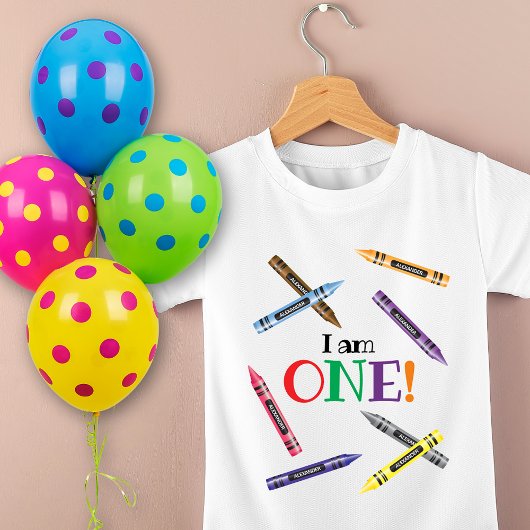Crayon Eerste Verjaardag Kinder Naam Party T-shirt