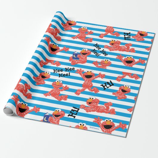Crayon Elmo Stripe Pattern Cadeaupapier (Uitgerold)