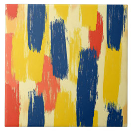 Crayon en vlinderbloemen en verfstreken tegeltje