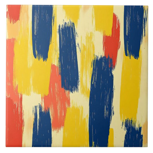 Crayon en vlinderbloemen en verfstreken tegeltje (Voorkant)