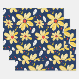 Crayon en vlinderbloemen inpakpapier vel