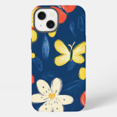 Crayon en vlinderbloemen iPhone hoesje (Achterkant)