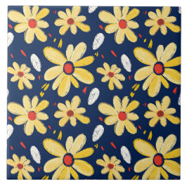 Crayon en vlinderbloemen tegeltje