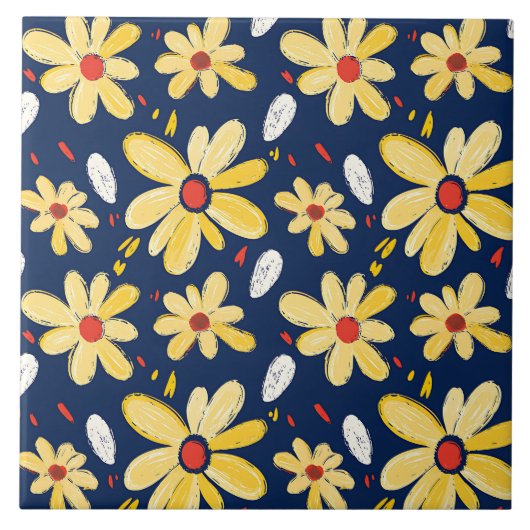 Crayon en vlinderbloemen tegeltje (Voorkant)