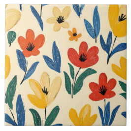 Crayon en vlinderbloemen tegeltje