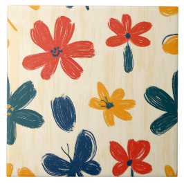 Crayon en vlinderbloemen tegeltje