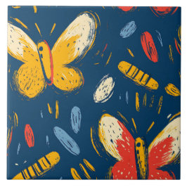 Crayon en vlinderbloemen tegeltje