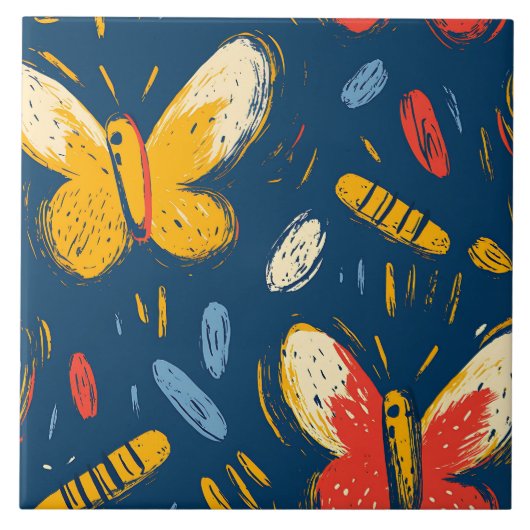 Crayon en vlinderbloemen tegeltje (Voorkant)