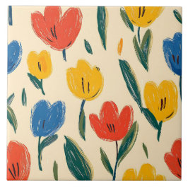 Crayon en vlinderbloemen tegeltje