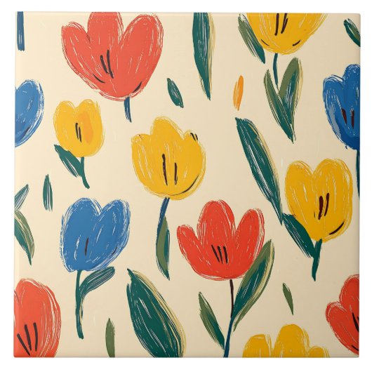 Crayon en vlinderbloemen tegeltje (Voorkant)