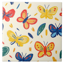 Crayon en vlinderbloemen tegeltje