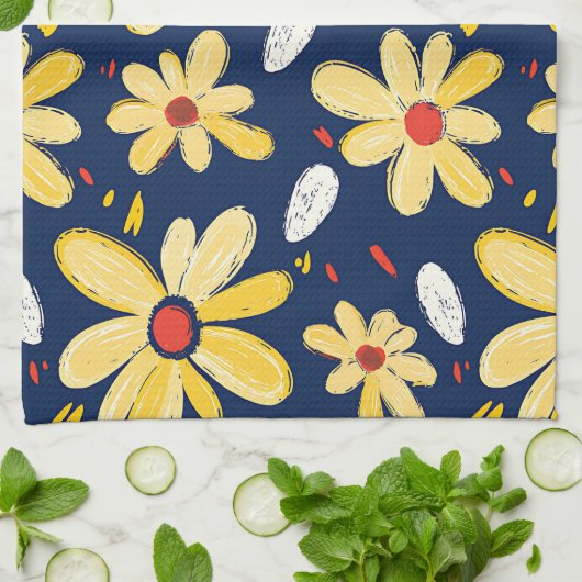 Crayon en vlinderbloemen theedoek (Gevouwen)