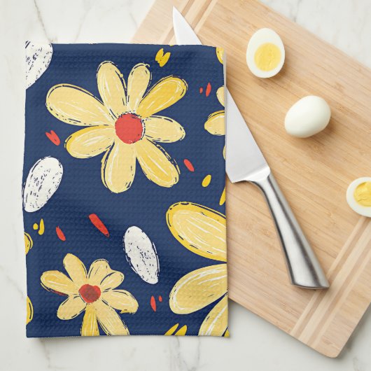 Crayon en vlinderbloemen theedoek (Quarter Fold)