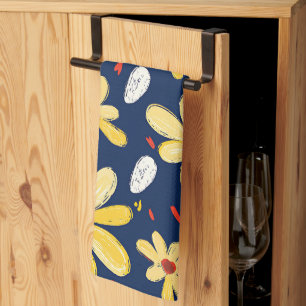 Crayon en vlinderbloemen theedoek