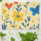 Crayon en vlinderbloemen theedoek (Gevouwen)