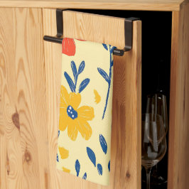 Crayon en vlinderbloemen theedoek