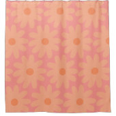 Crayon Flower Pattern in Abrikoos en Roze Douchegordijn (Voorkant)