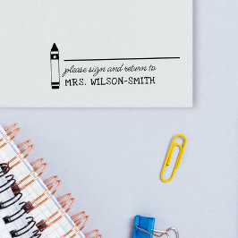 Crayon Gelieve te ondertekenen & terug te keren na Zelfinktende Stempel