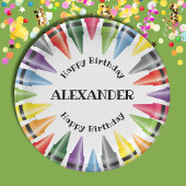 Crayon Gelukkige Verjaardag Kind Party Papieren Bordje