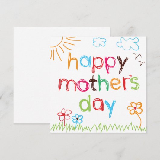 Crayon geschreven Moederdag Feestdagenkaart (Voorkant / Achterkant)